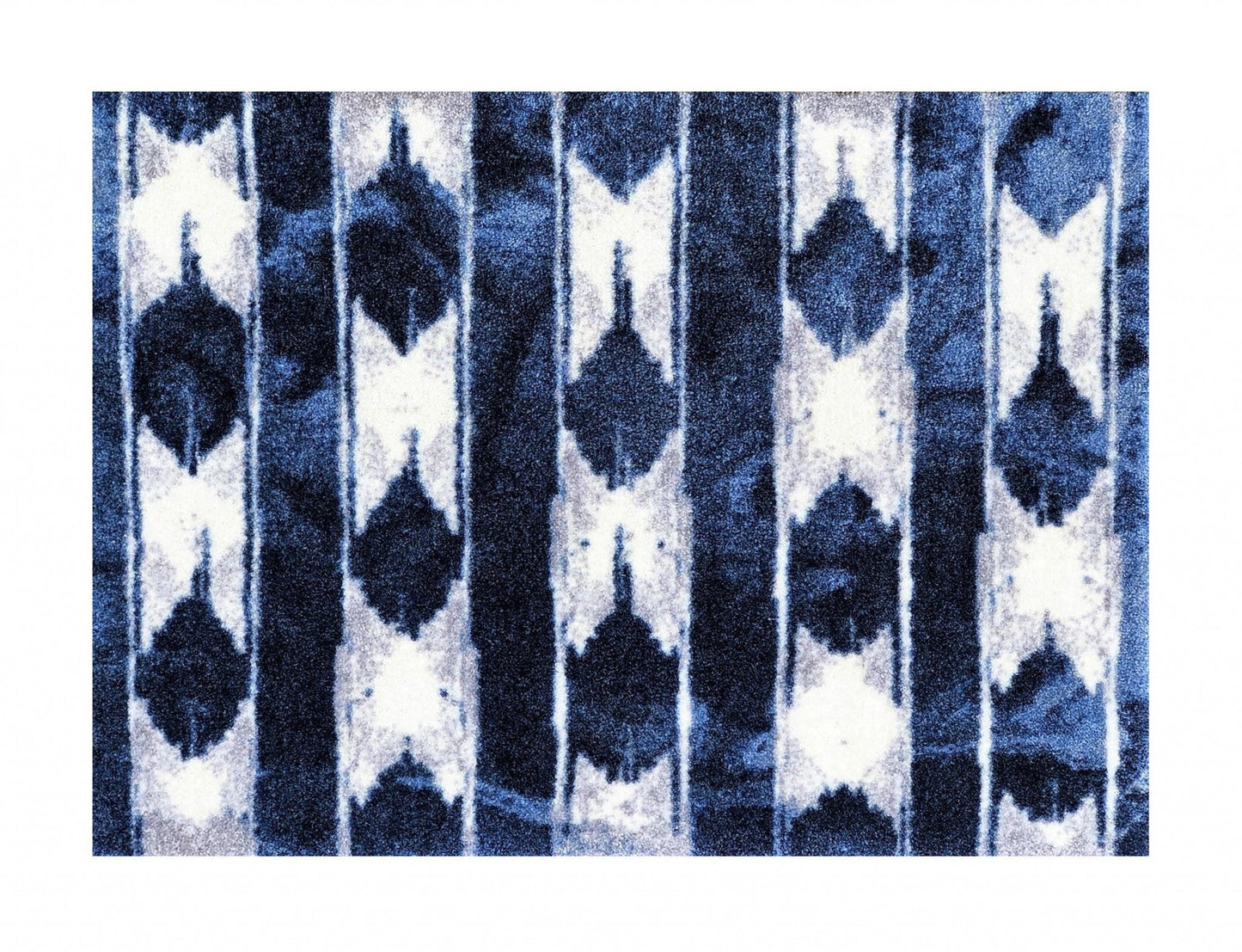HomeRoots 2' x 3' Shades of Blue Abstract Stripes Washable Floor Mat