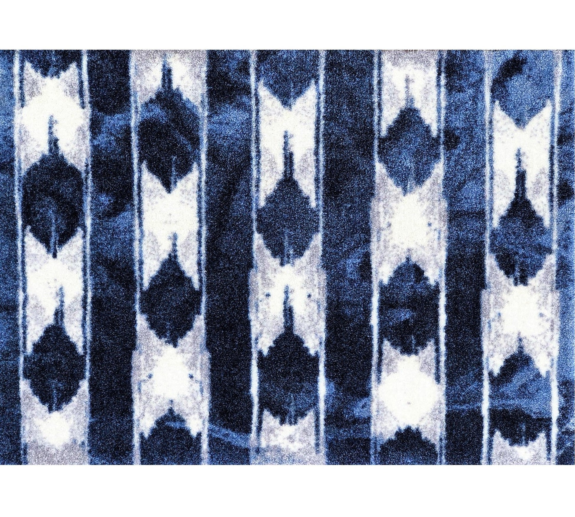 HomeRoots 2' x 3' Shades of Blue Abstract Stripes Washable Floor Mat
