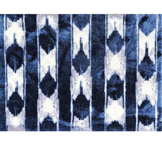HomeRoots 2' x 3' Shades of Blue Abstract Stripes Washable Floor Mat