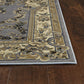 HomeRoots 2' x 3' Slate Blue Machine Woven Hand Carved Floral Medallion Indoor Accent Rug