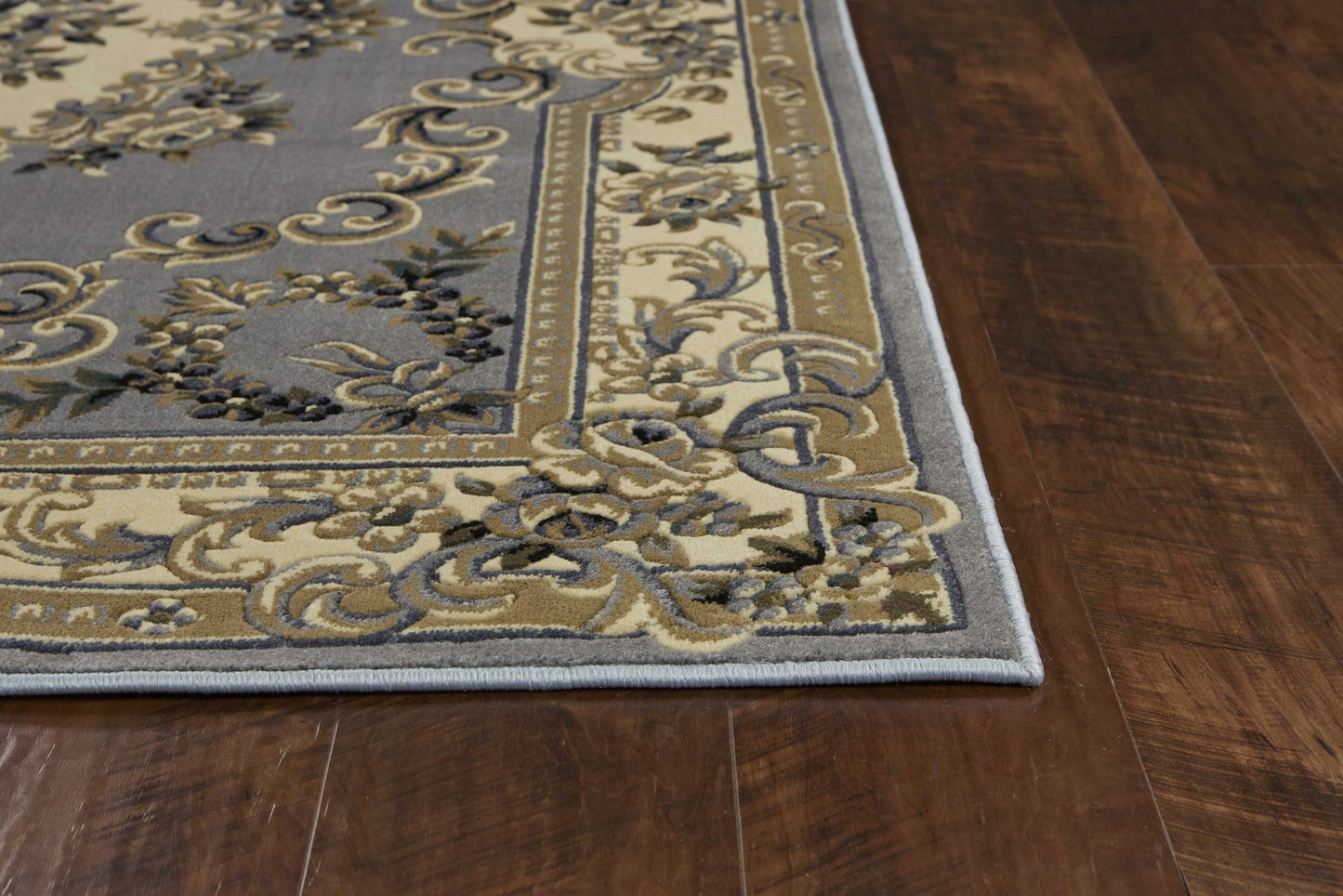 HomeRoots 2' x 3' Slate Blue Machine Woven Hand Carved Floral Medallion Indoor Accent Rug
