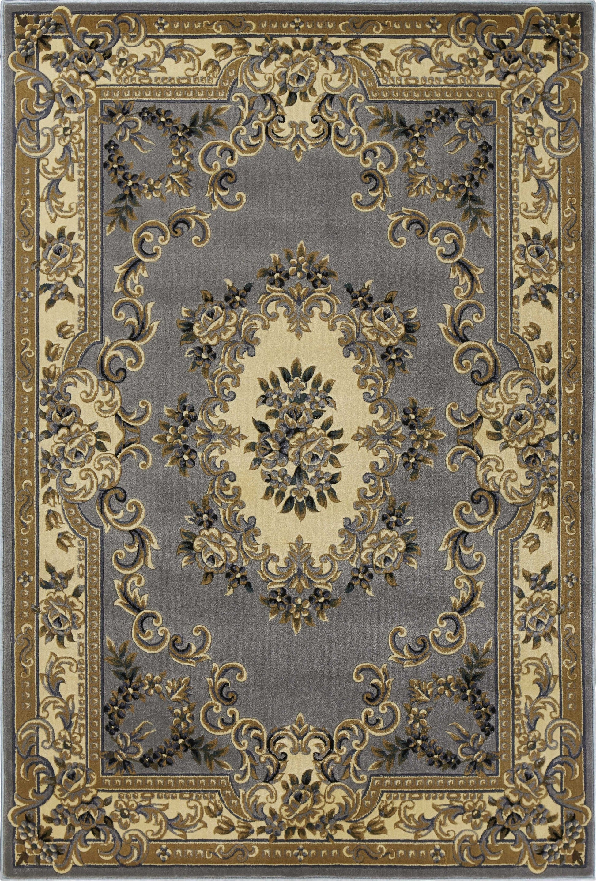 HomeRoots 2' x 3' Slate Blue Machine Woven Hand Carved Floral Medallion Indoor Accent Rug
