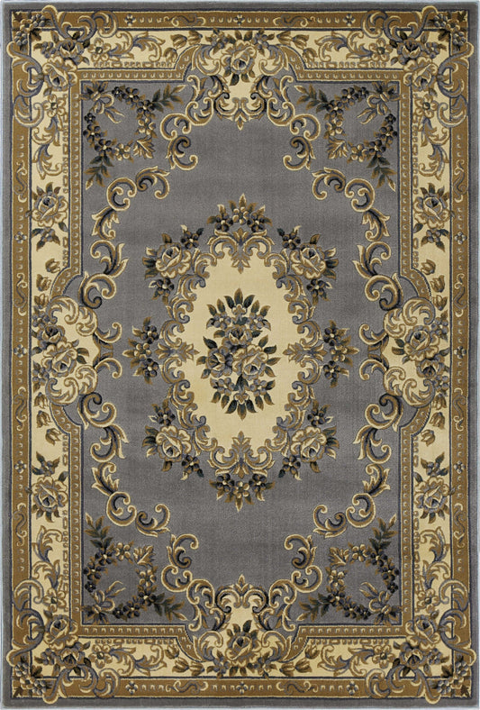 HomeRoots 2' x 3' Slate Blue Machine Woven Hand Carved Floral Medallion Indoor Accent Rug