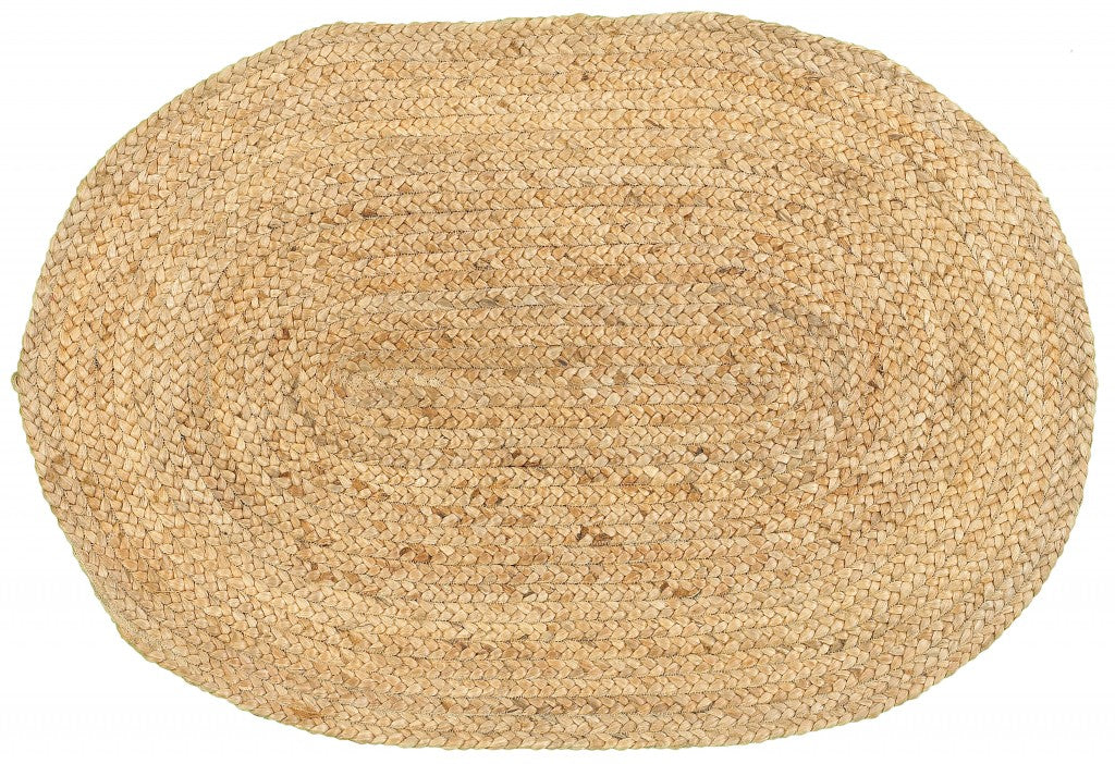 HomeRoots 2’ x 3’ Soft Beige Braided Scatter Rug