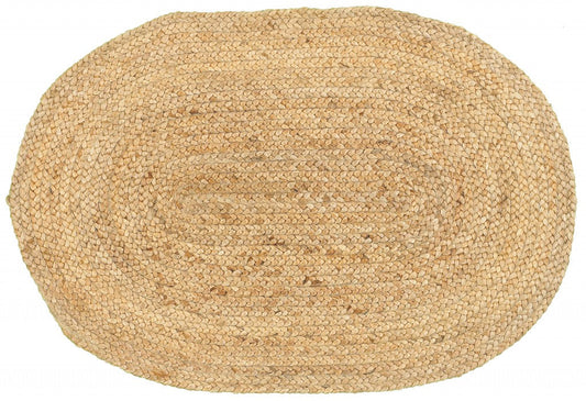 HomeRoots 2’ x 3’ Soft Beige Braided Scatter Rug