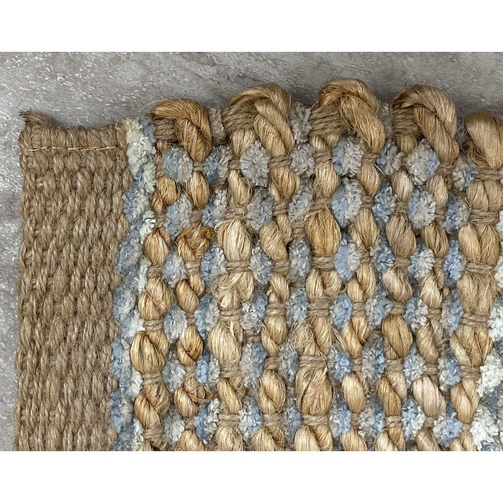 HomeRoots 2' x 3' Soft Blue and Tan Braided Stripe Scatter Rug