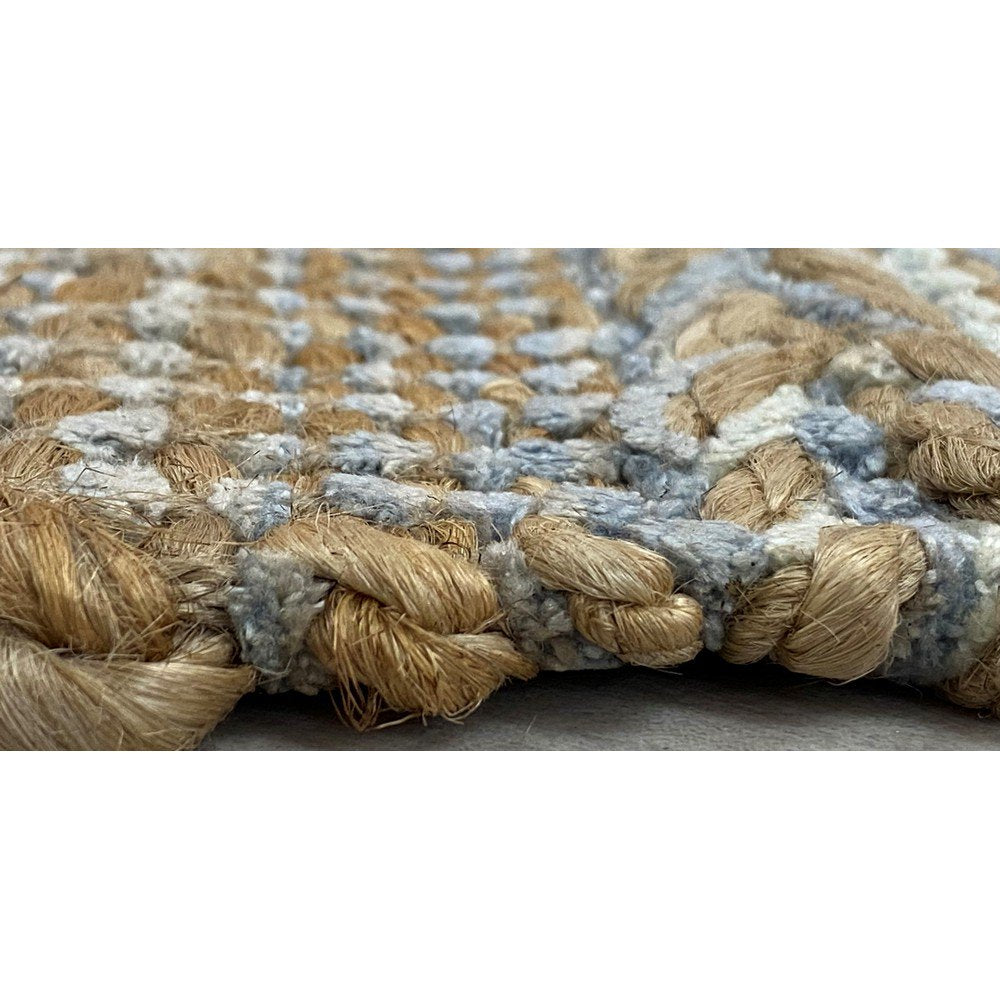 HomeRoots 2' x 3' Soft Blue and Tan Braided Stripe Scatter Rug