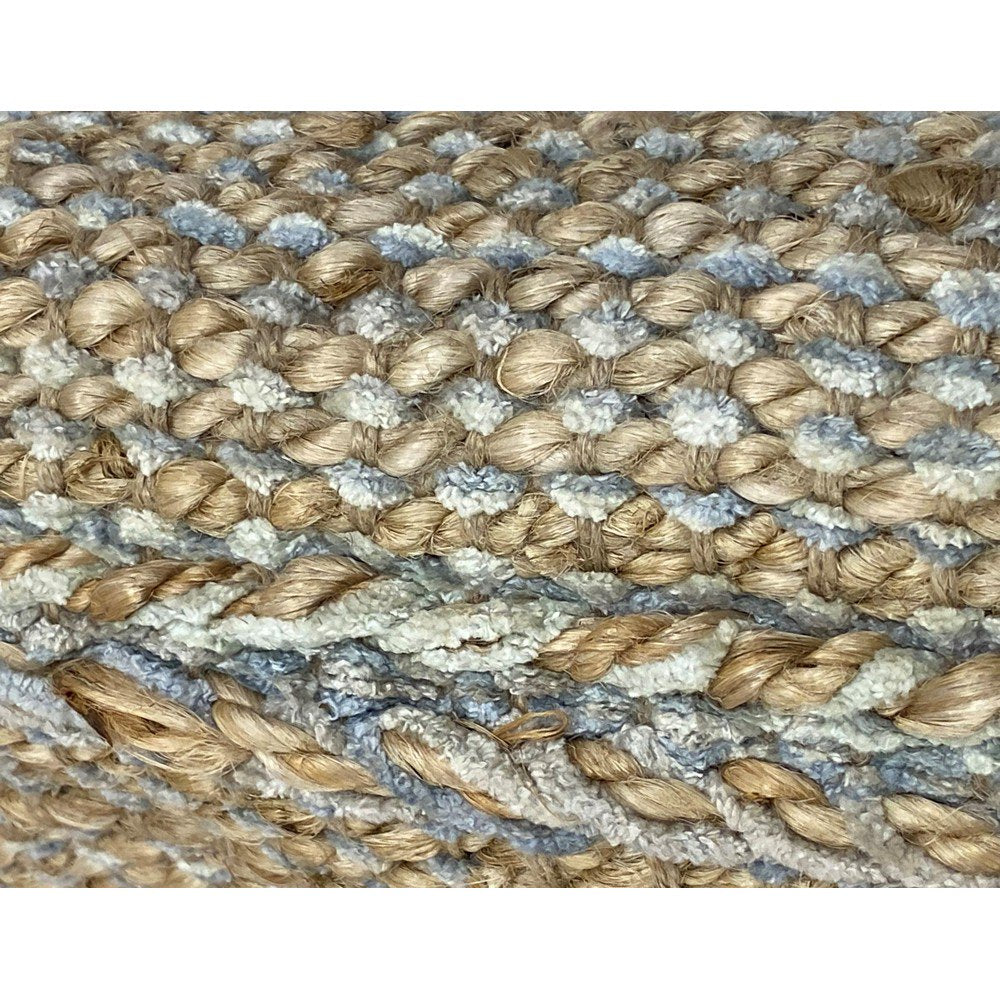HomeRoots 2' x 3' Soft Blue and Tan Braided Stripe Scatter Rug