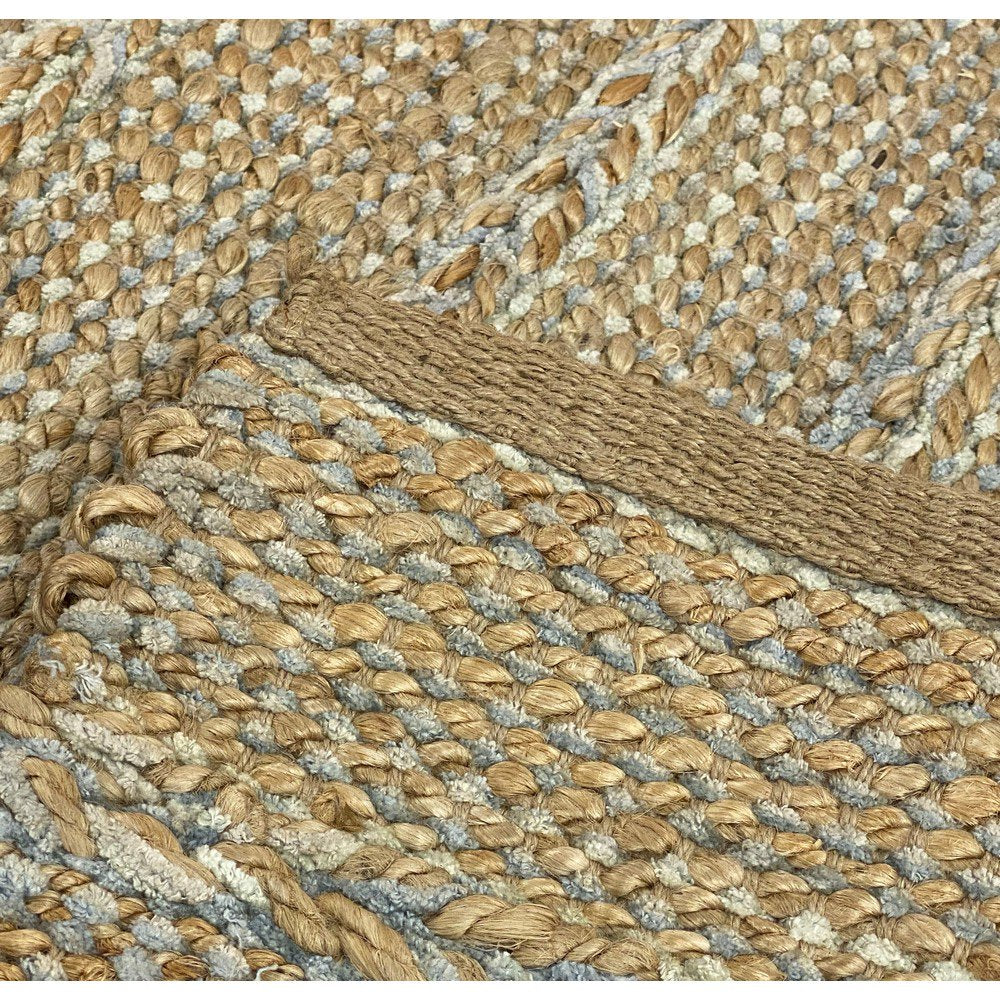 HomeRoots 2' x 3' Soft Blue and Tan Braided Stripe Scatter Rug