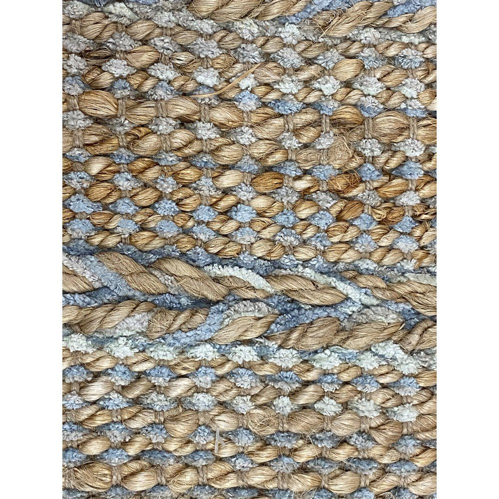 HomeRoots 2' x 3' Soft Blue and Tan Braided Stripe Scatter Rug
