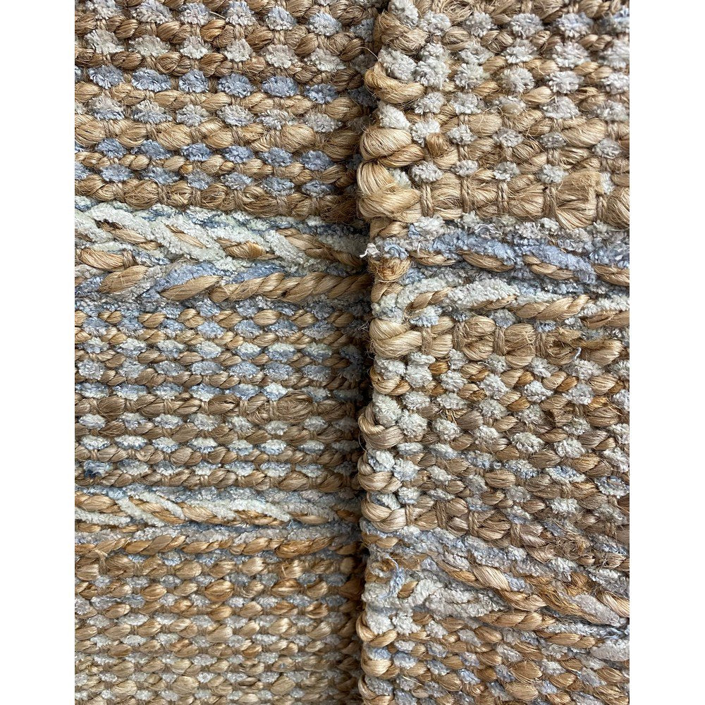 HomeRoots 2' x 3' Soft Blue and Tan Braided Stripe Scatter Rug