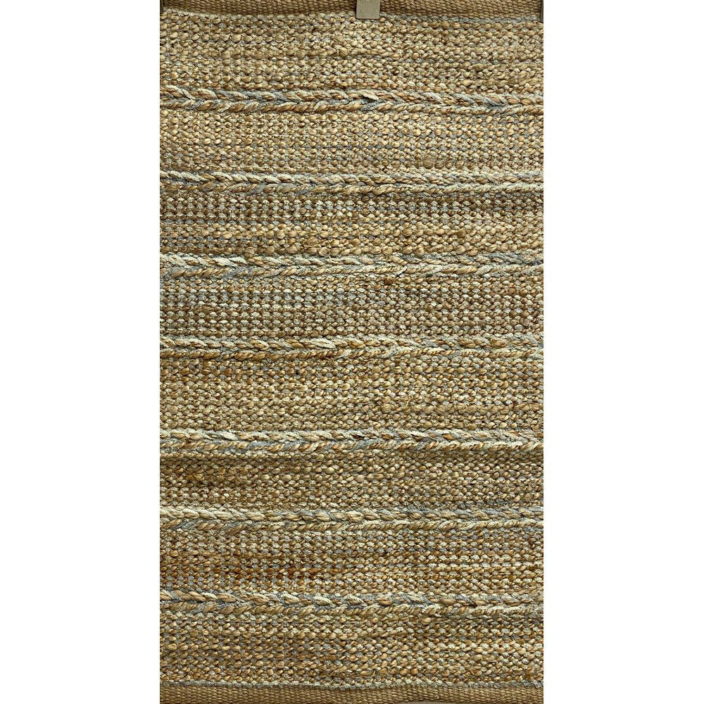 HomeRoots 2' x 3' Soft Blue and Tan Braided Stripe Scatter Rug
