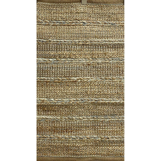 HomeRoots 2' x 3' Soft Blue and Tan Braided Stripe Scatter Rug