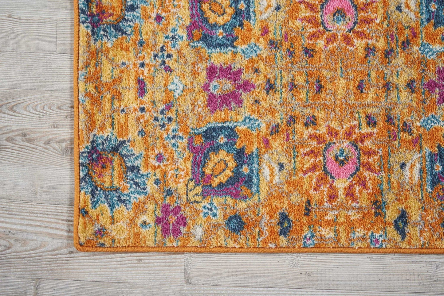 HomeRoots 2' x 3' Sun Gold and Navy Distressed Scatter Rug