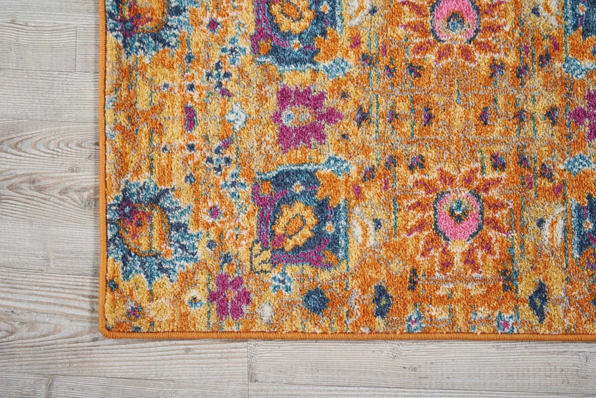 HomeRoots 2' x 3' Sun Gold and Navy Distressed Scatter Rug