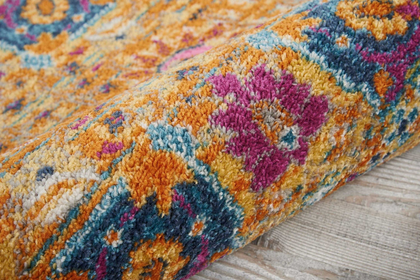 HomeRoots 2' x 3' Sun Gold and Navy Distressed Scatter Rug