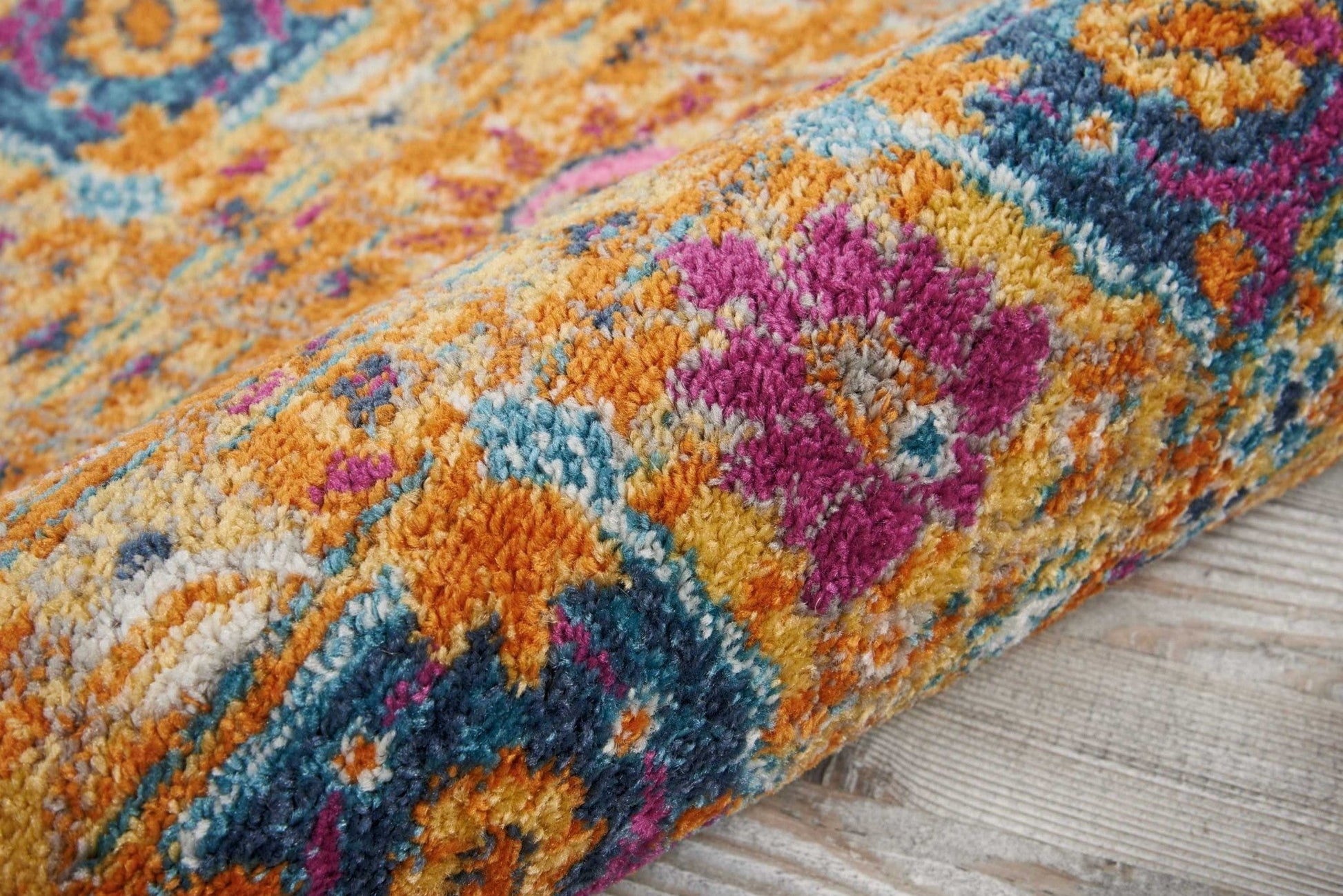 HomeRoots 2' x 3' Sun Gold and Navy Distressed Scatter Rug