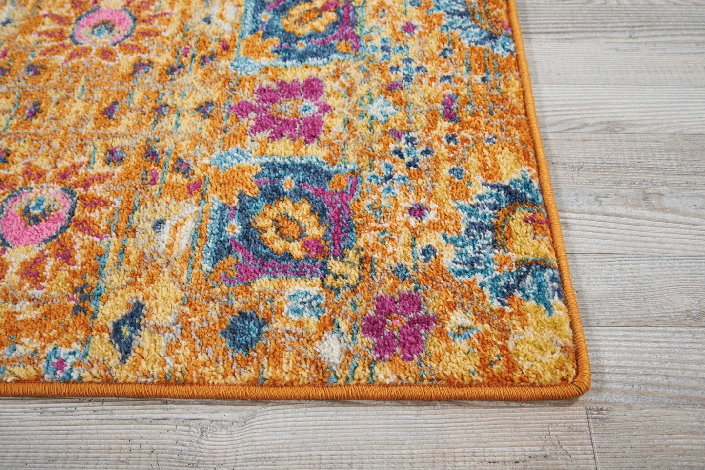 HomeRoots 2' x 3' Sun Gold and Navy Distressed Scatter Rug