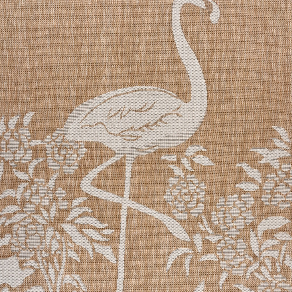 HomeRoots 2' x 3' Tan Flamingo Indoor Outdoor Scatter Rug