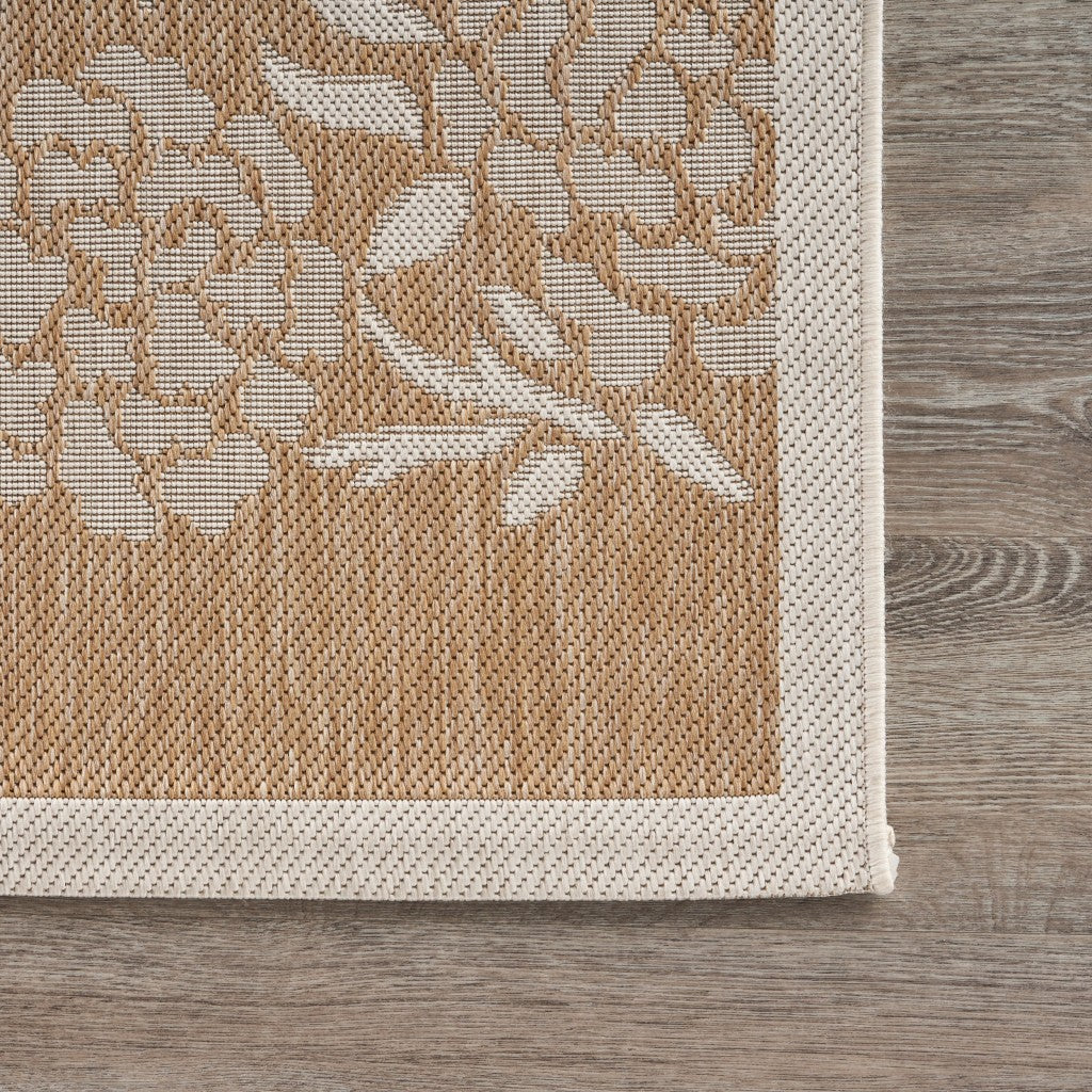 HomeRoots 2' x 3' Tan Flamingo Indoor Outdoor Scatter Rug