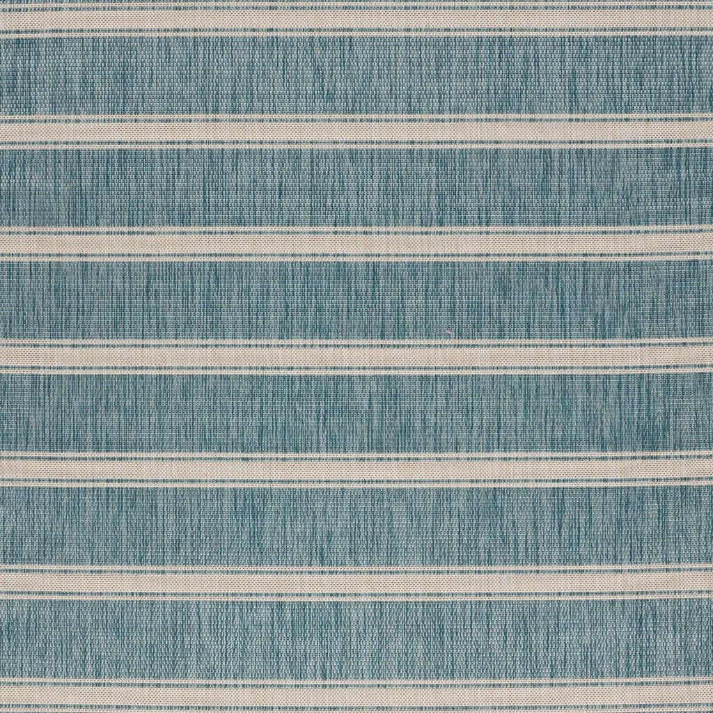 HomeRoots 2' x 3' Teal Striped Indoor Outdoor Scatter Rug