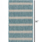 HomeRoots 2' x 3' Teal Striped Indoor Outdoor Scatter Rug