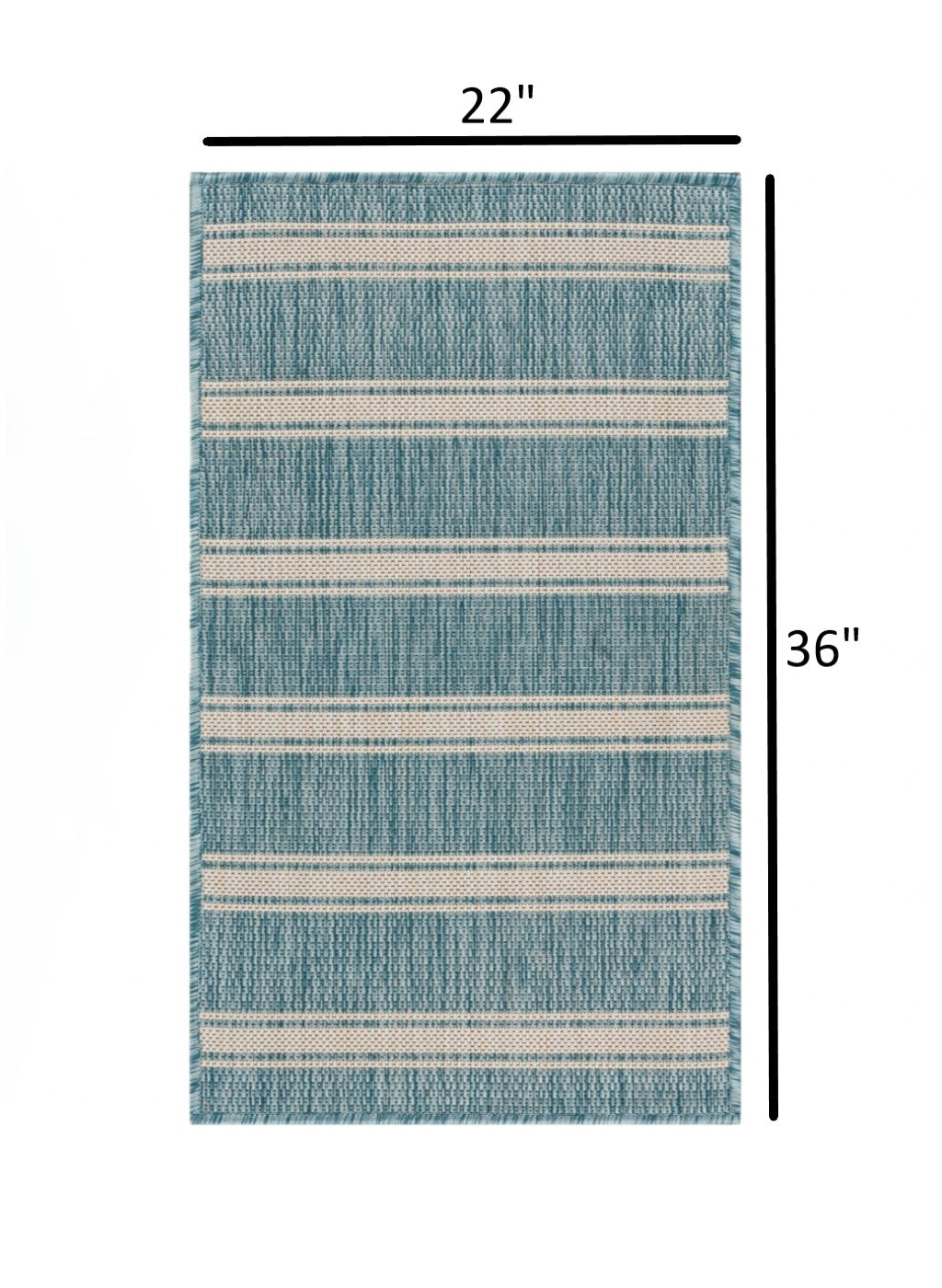 HomeRoots 2' x 3' Teal Striped Indoor Outdoor Scatter Rug