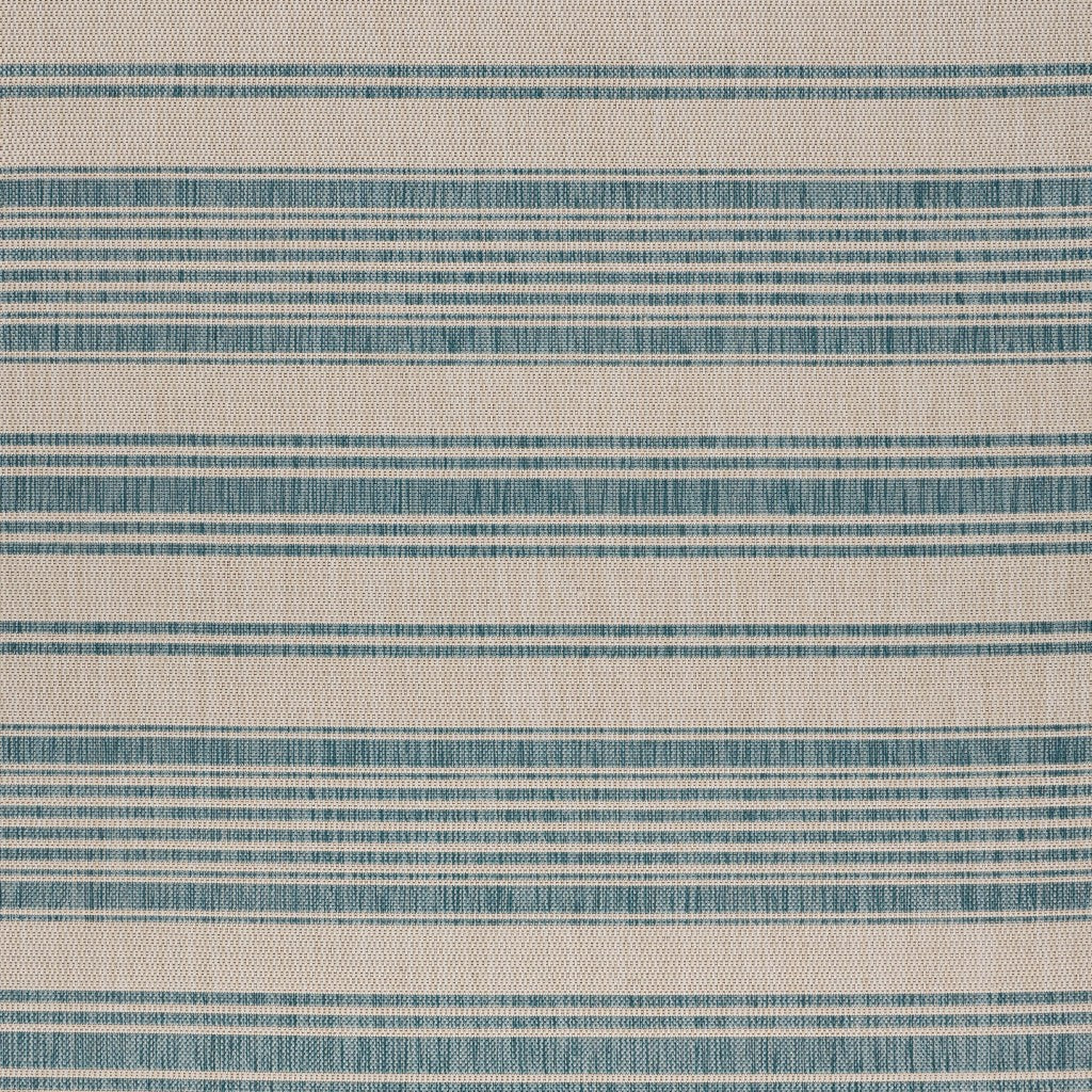 HomeRoots 2' x 3' Teal Uneven Stripe Indoor Outdoor Scatter Rug