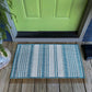 HomeRoots 2' x 3' Teal Uneven Stripe Indoor Outdoor Scatter Rug