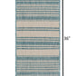 HomeRoots 2' x 3' Teal Uneven Stripe Indoor Outdoor Scatter Rug
