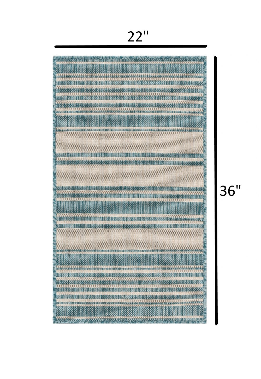 HomeRoots 2' x 3' Teal Uneven Stripe Indoor Outdoor Scatter Rug