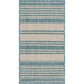 HomeRoots 2' x 3' Teal Uneven Stripe Indoor Outdoor Scatter Rug