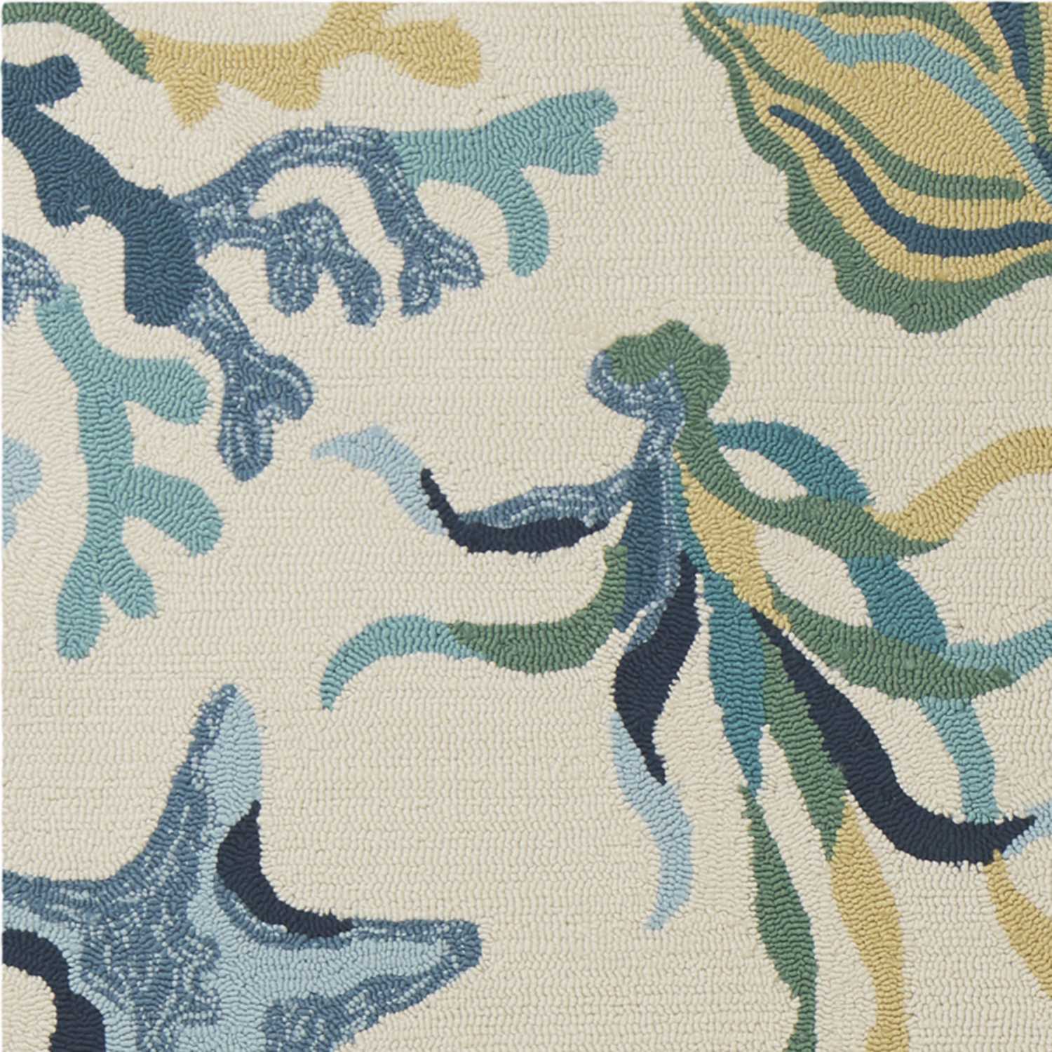 HomeRoots 2' x 3' UV treated Polypropylene Ivory or Blue Accent Rug