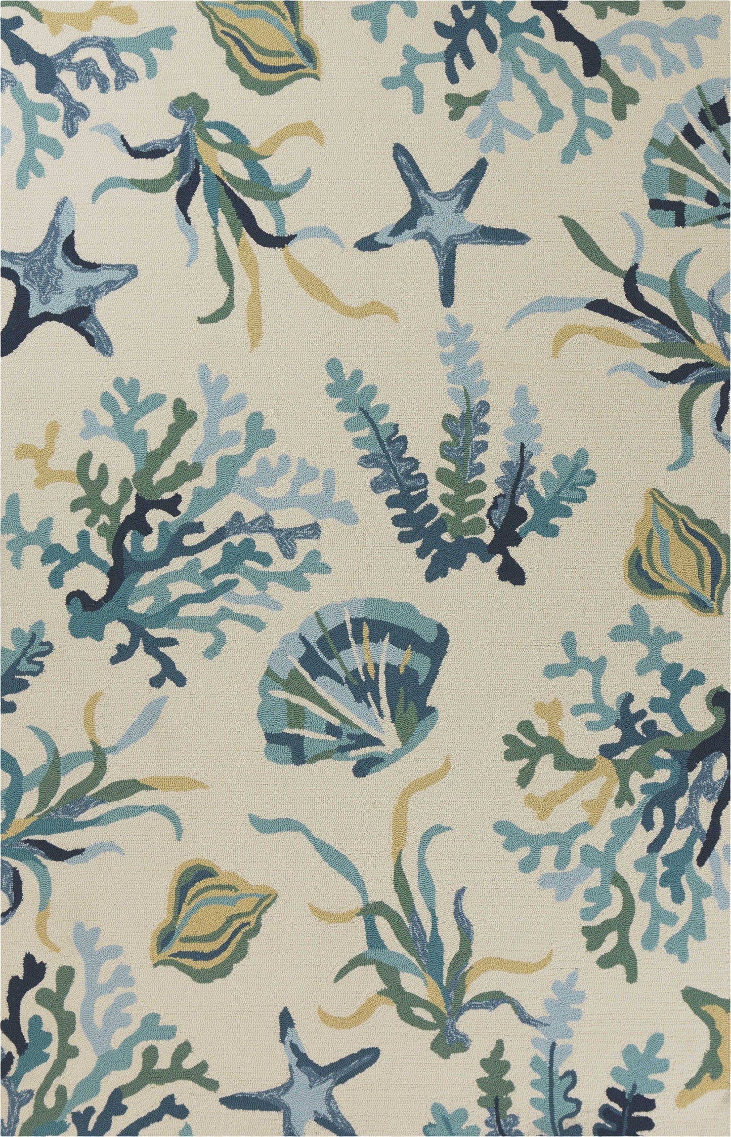 HomeRoots 2' x 3' UV treated Polypropylene Ivory or Blue Accent Rug
