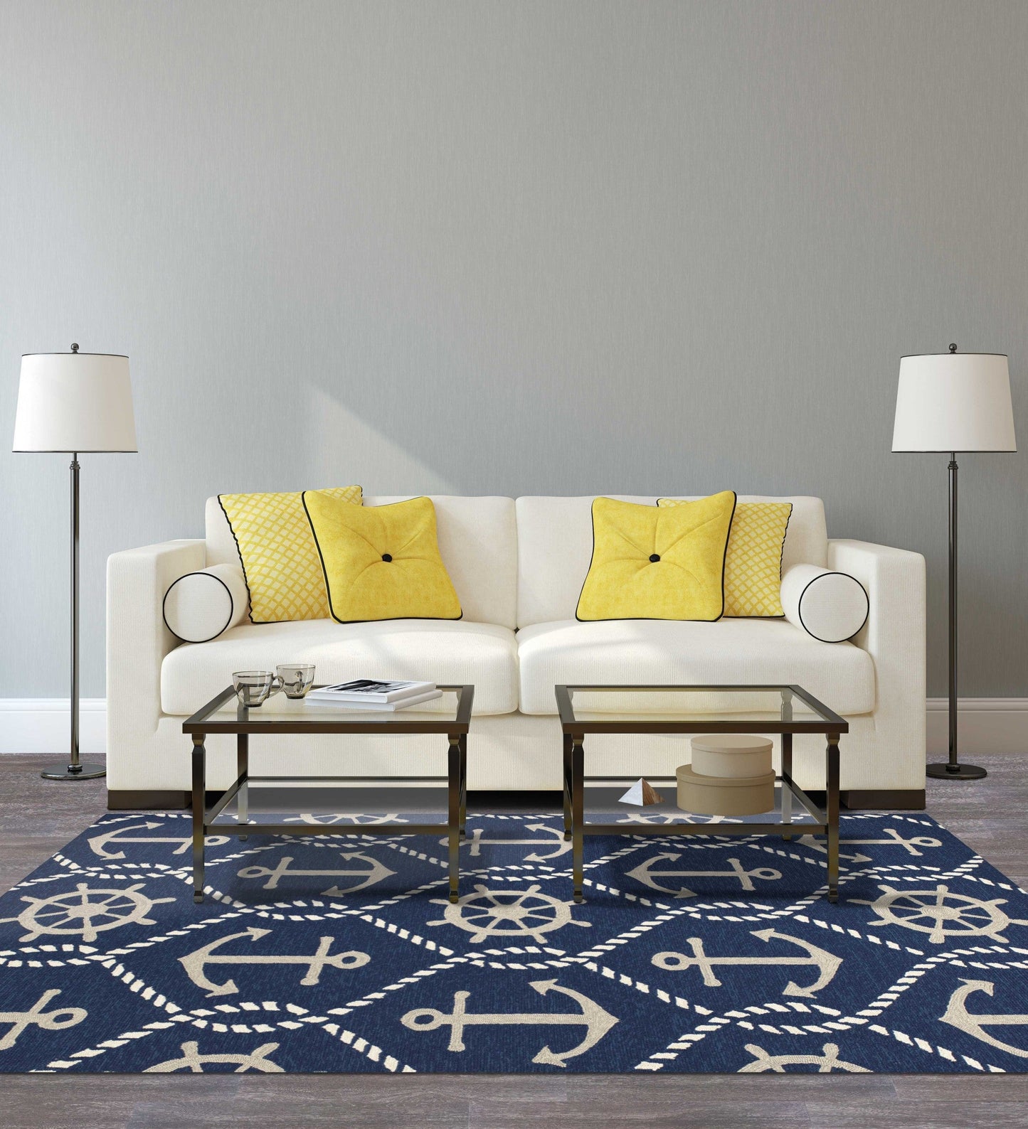 HomeRoots 2' x 3' UV treated Polypropylene Navy Accent Rug