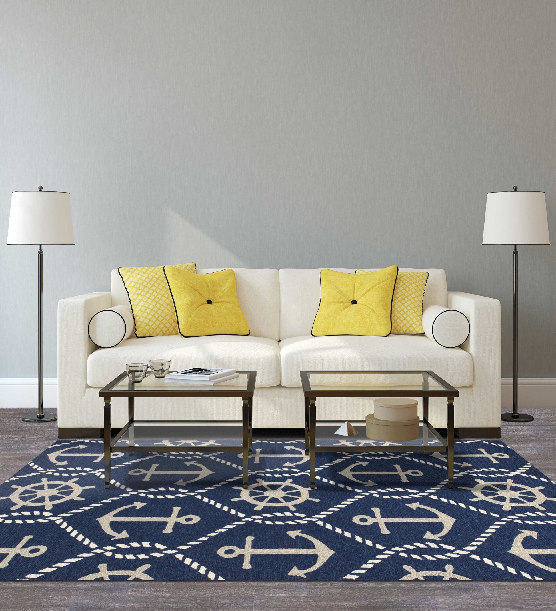 HomeRoots 2' x 3' UV treated Polypropylene Navy Accent Rug