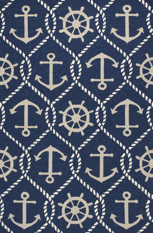 HomeRoots 2' x 3' UV treated Polypropylene Navy Accent Rug