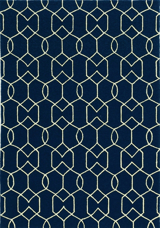 HomeRoots 2' x 3' UV treated Polypropylene Navy Accent Rug