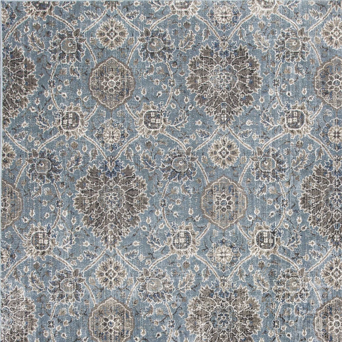 HomeRoots 2" x 3" Viscose Accent Rug With Ivory and Blue Finish