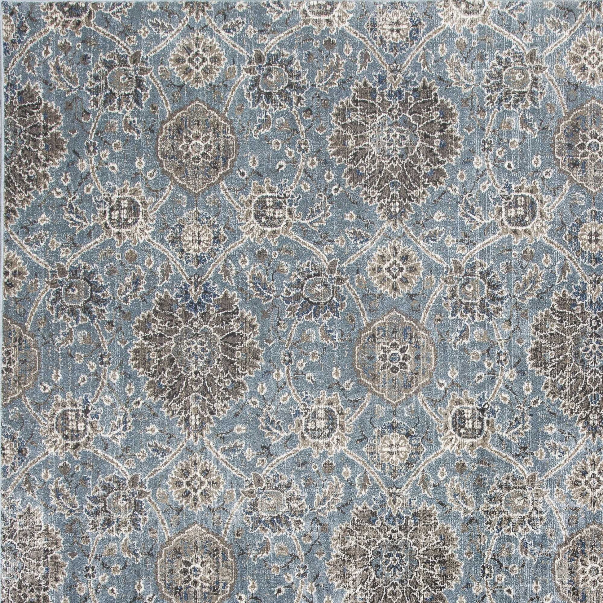 HomeRoots 2" x 3" Viscose Accent Rug With Ivory and Blue Finish