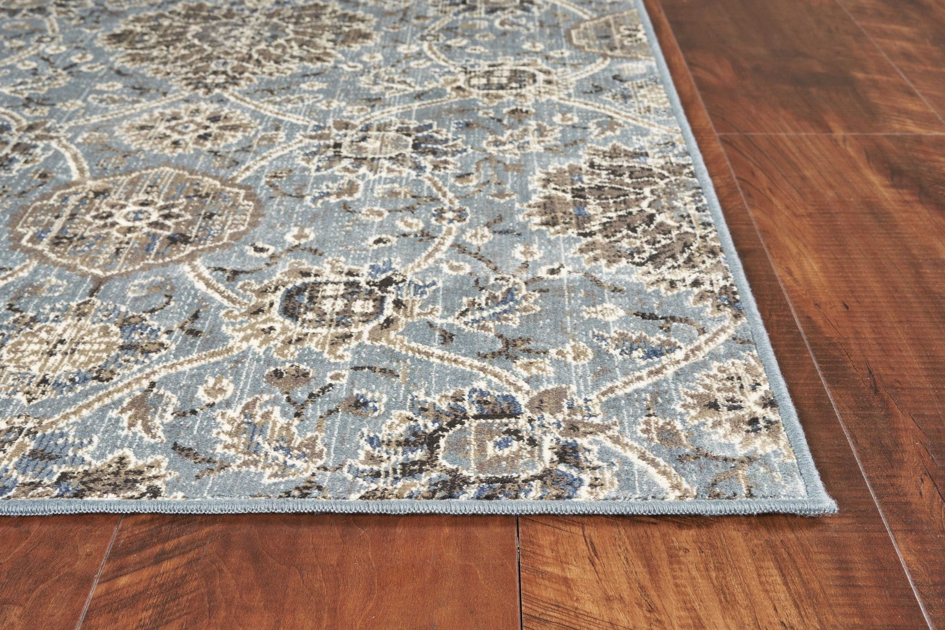 HomeRoots 2" x 3" Viscose Accent Rug With Ivory and Blue Finish
