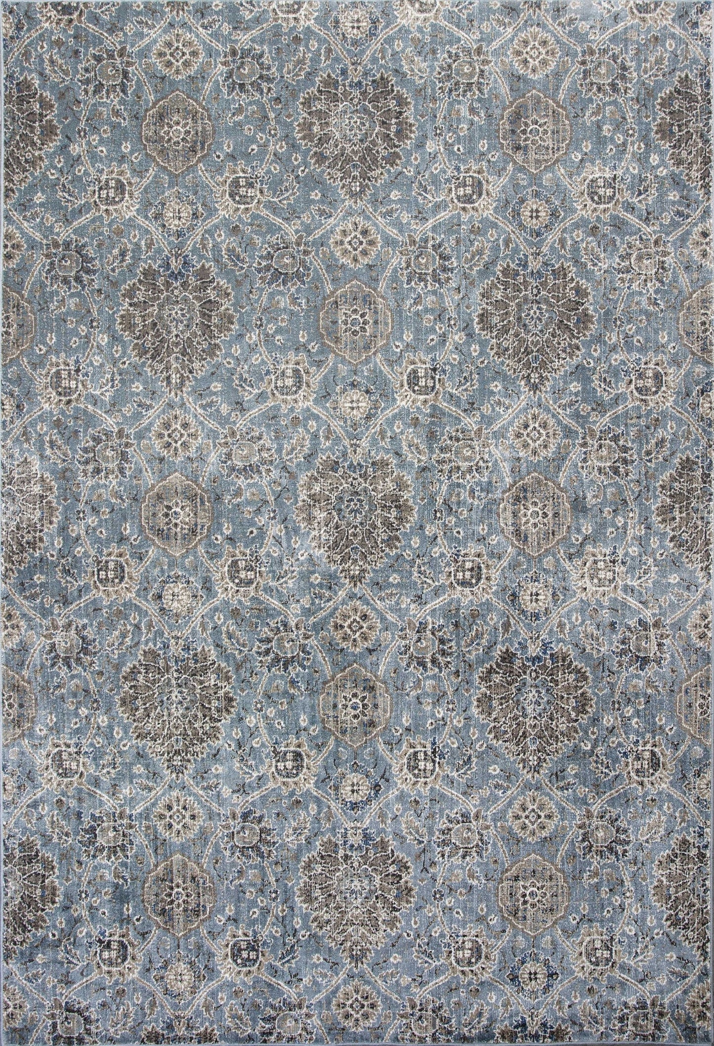 HomeRoots 2" x 3" Viscose Accent Rug With Ivory and Blue Finish