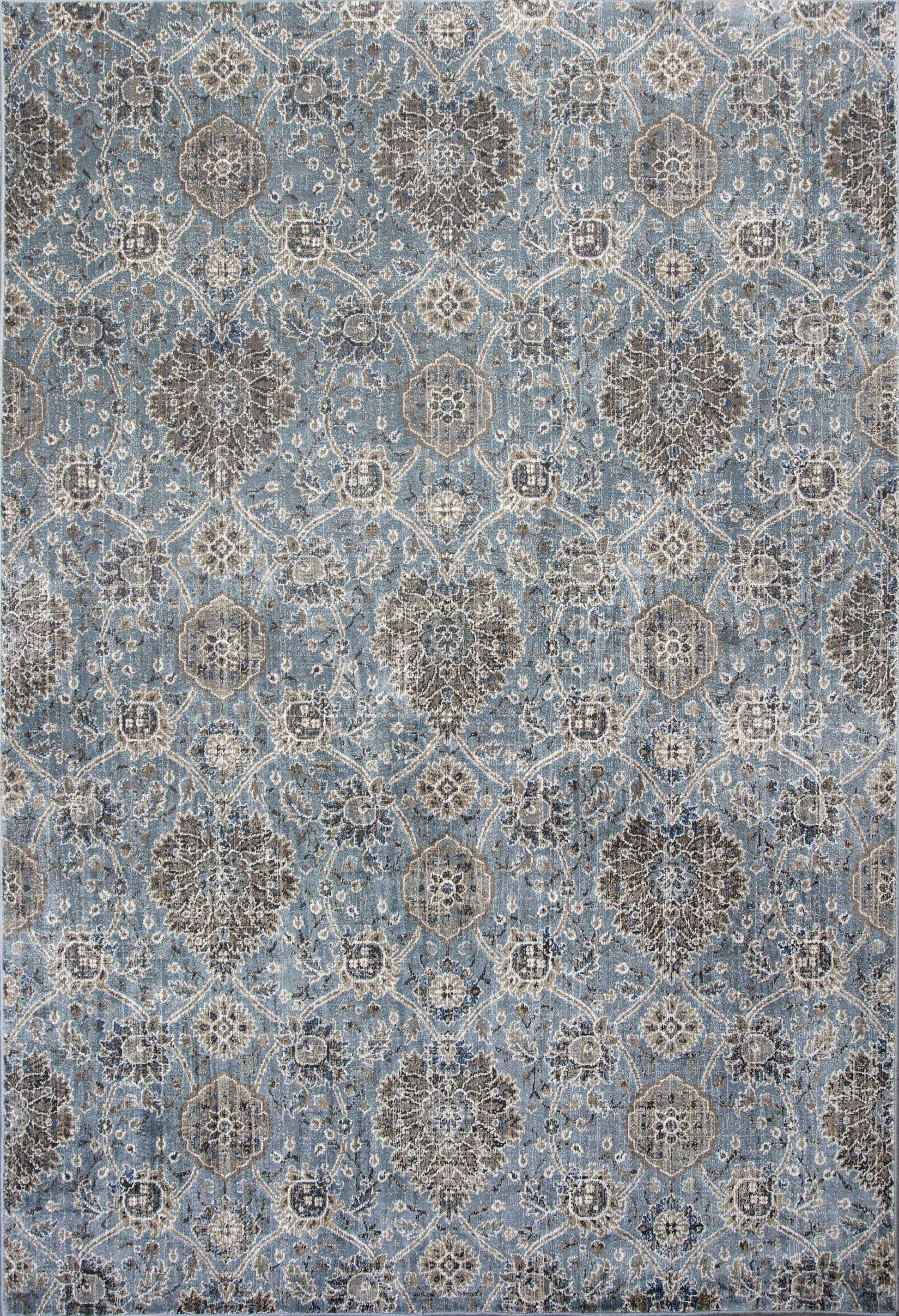 HomeRoots 2" x 3" Viscose Accent Rug With Ivory and Blue Finish