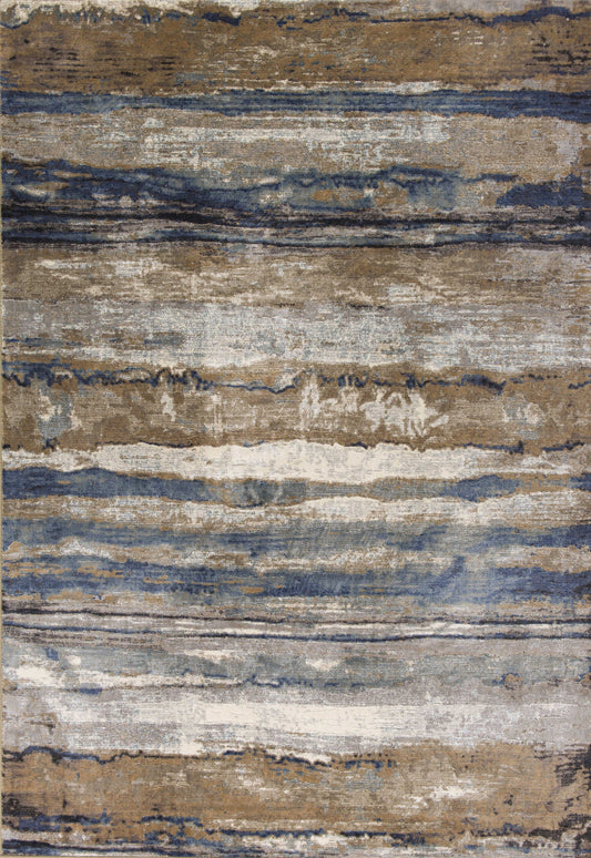 HomeRoots 2' x 3' Viscose Ivory or Blue Accent Rug
