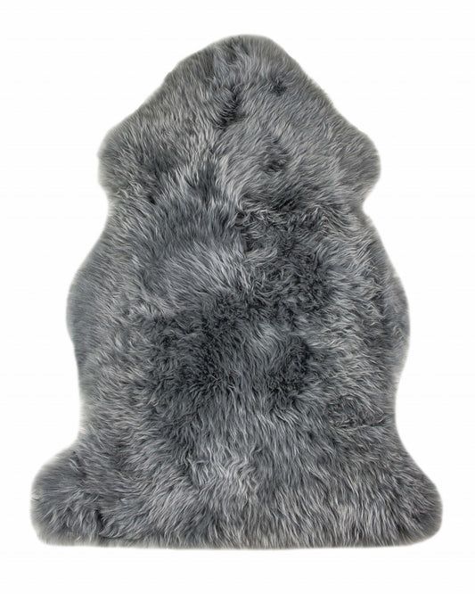 HomeRoots 2' x 3' Warm Gray New Zealand Natural Sheepskin Rug