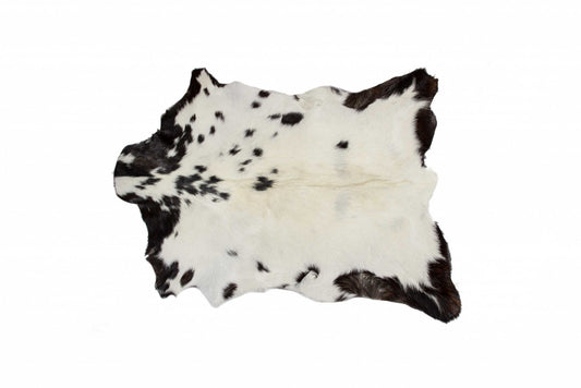 HomeRoots 2" x 3" White And Black Calfskin - Area Rug