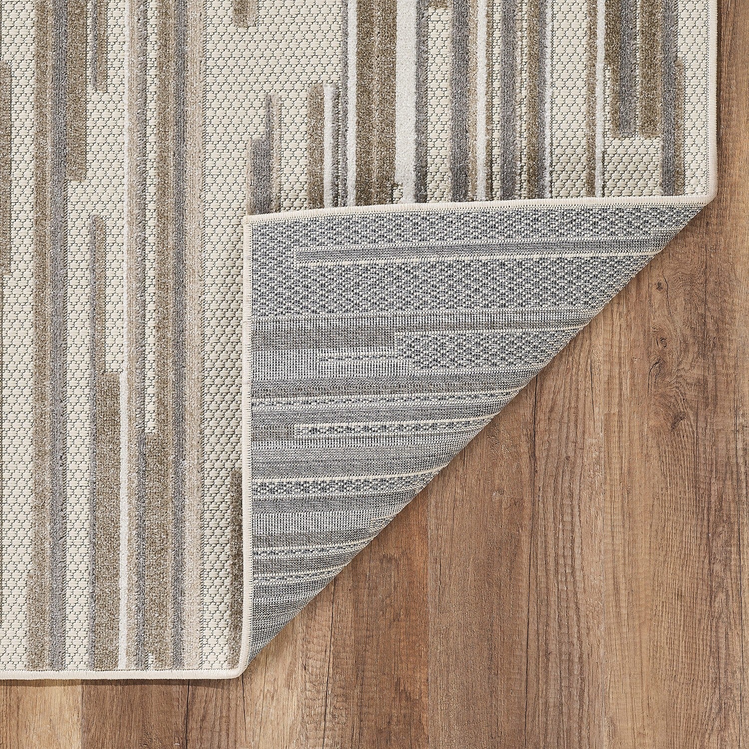 HomeRoots 2’ x 4’ Abstract Striped Indoor Outdoor Area Rug in Gray Finish