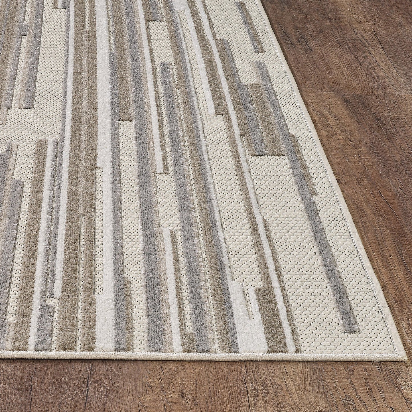 HomeRoots 2’ x 4’ Abstract Striped Indoor Outdoor Area Rug in Gray Finish