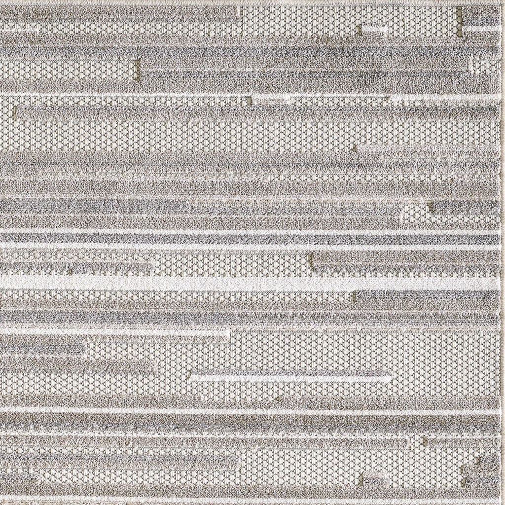 HomeRoots 2’ x 4’ Abstract Striped Indoor Outdoor Area Rug in Gray Finish