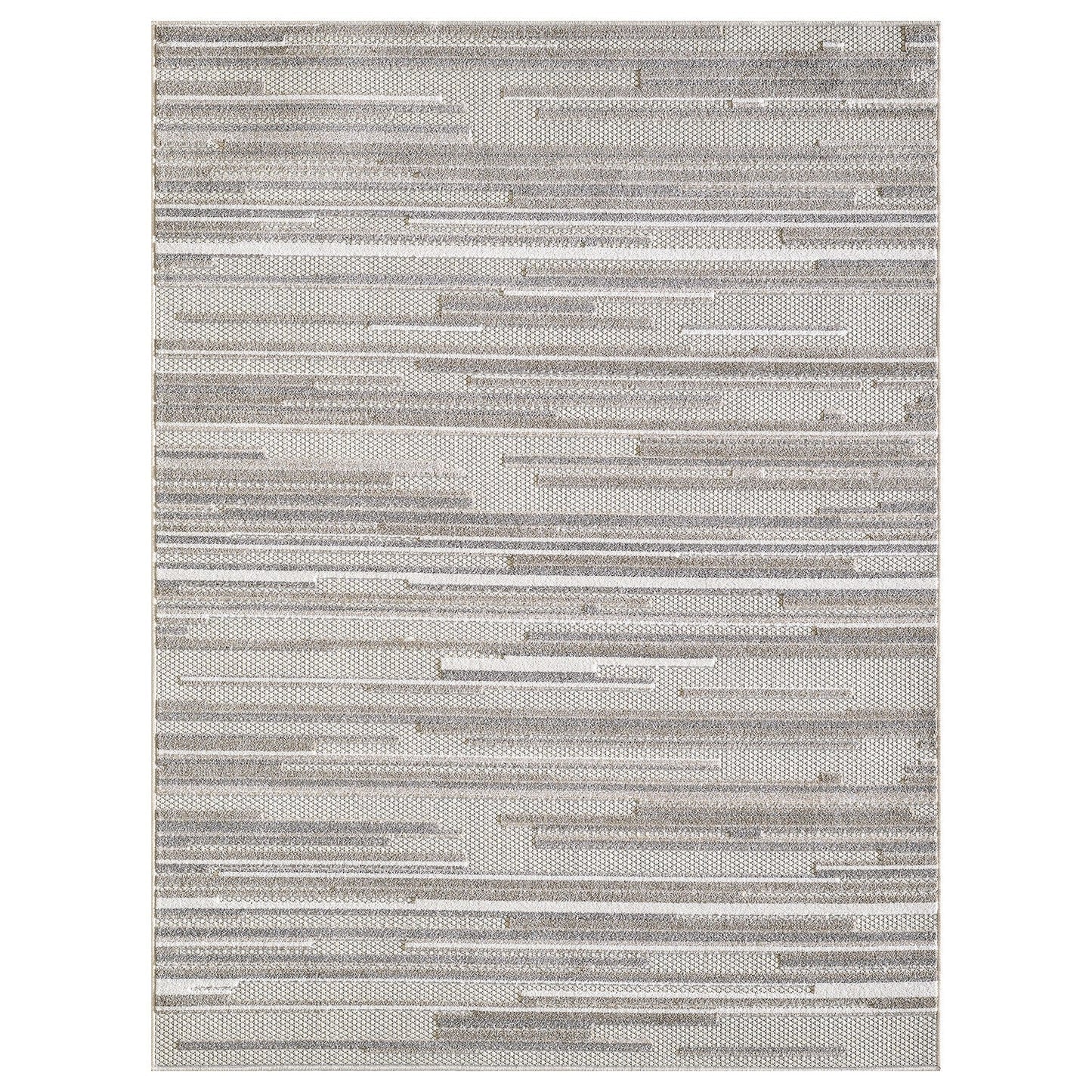 HomeRoots 2’ x 4’ Abstract Striped Indoor Outdoor Area Rug in Gray Finish
